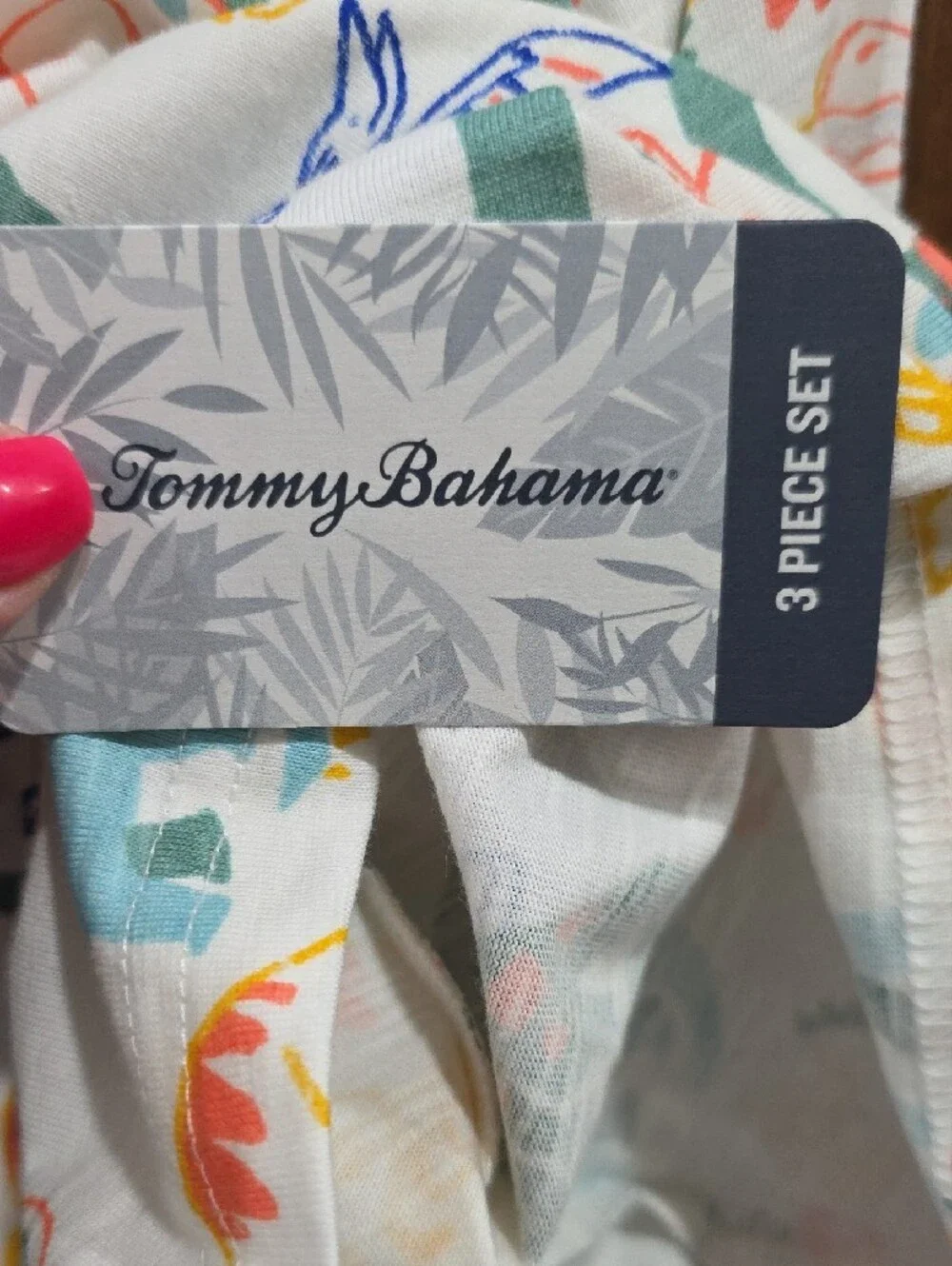 Tommy Bahama White Kids Tee with Multicolor Dino Print
